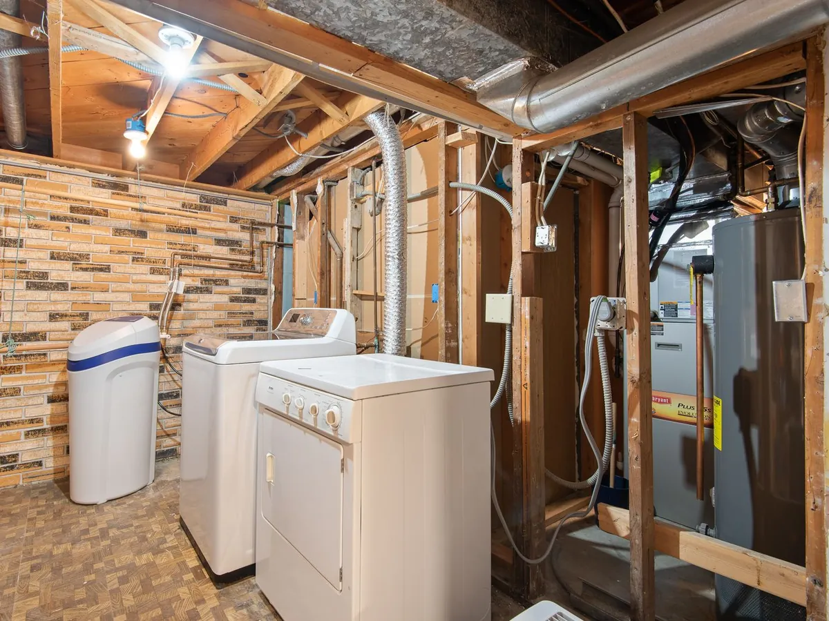 New high-efficiency furnace installed in a basement