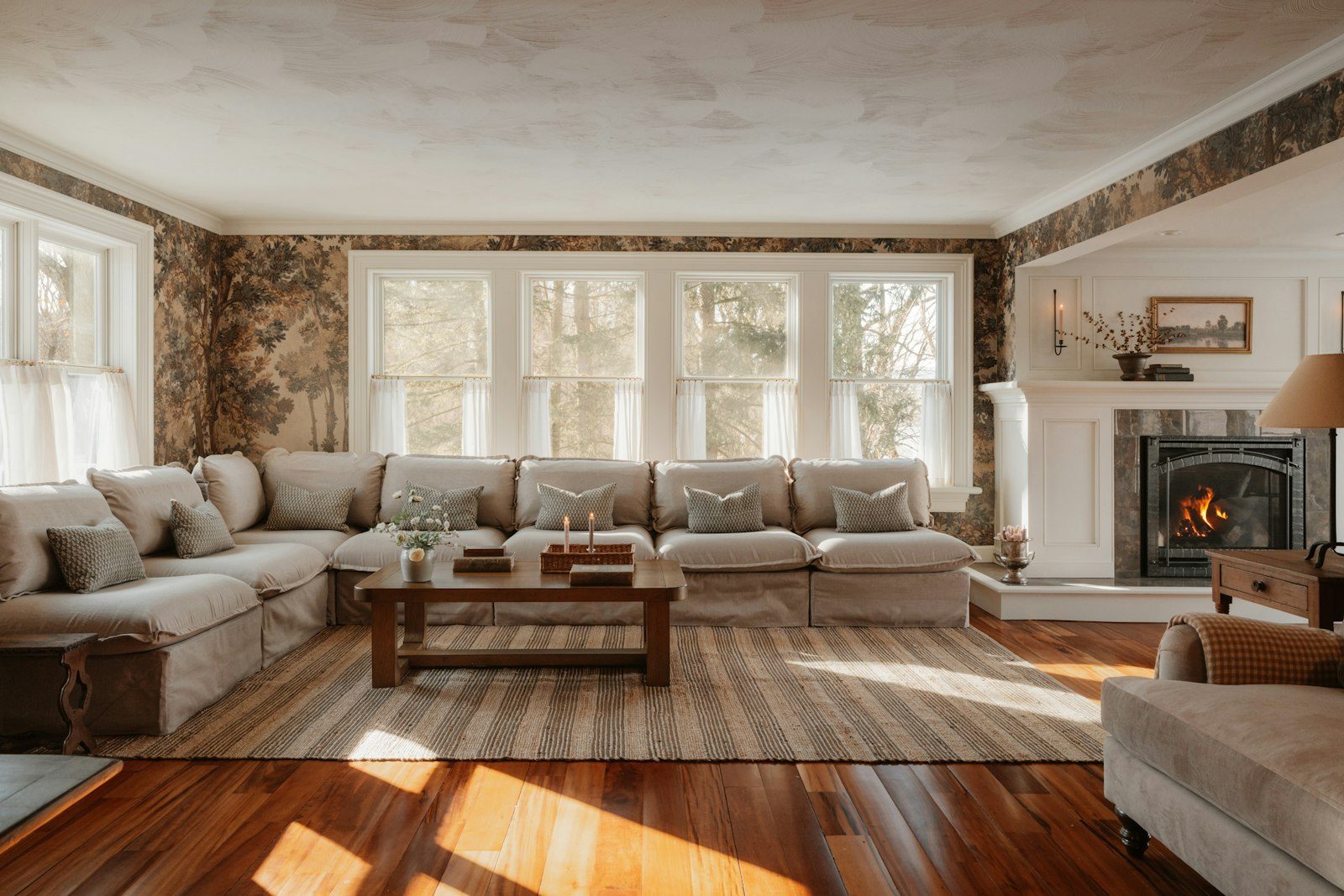 Family relaxing in a warm living room